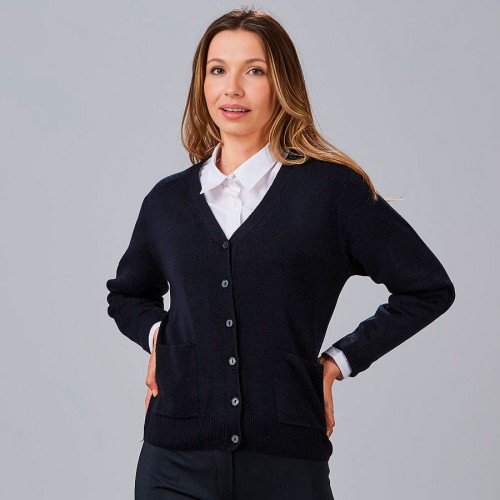 Cardigan de trabajo de punto para mujer canalé Garys 120005 Negra