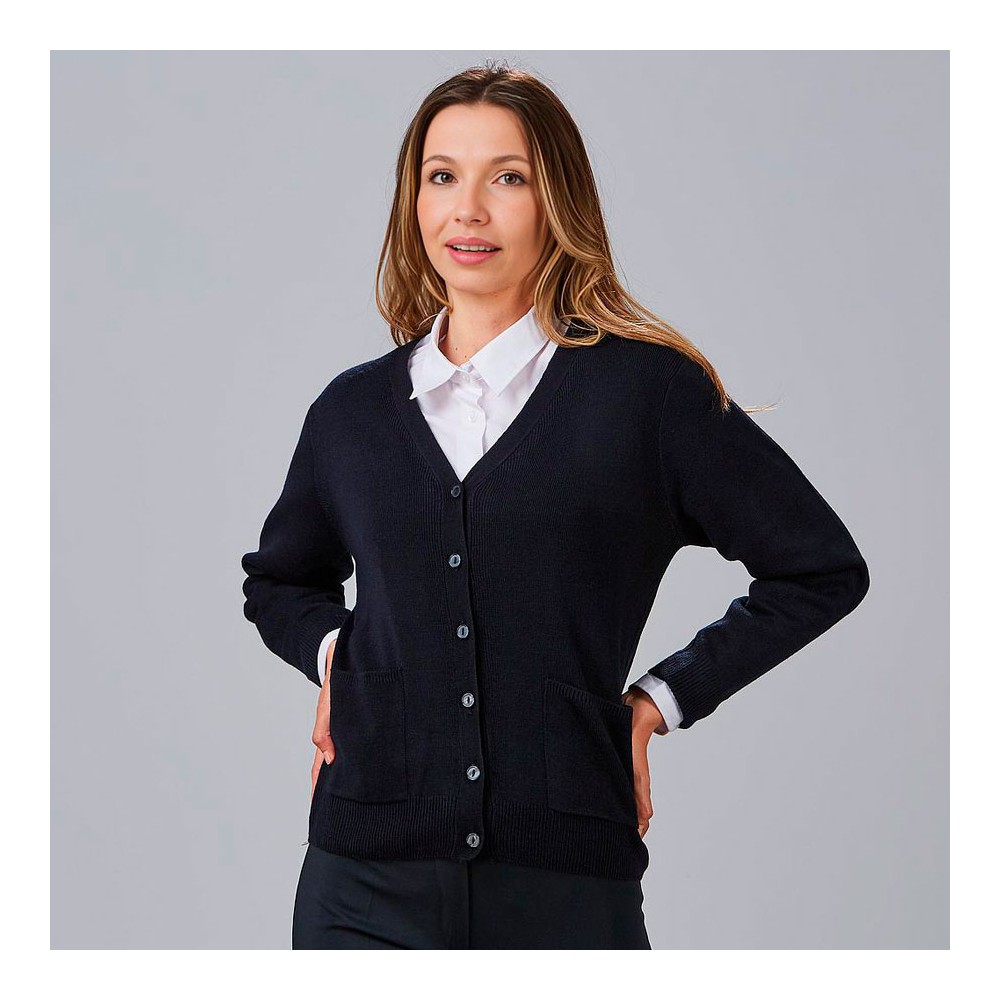 Cardigan de trabajo de punto para mujer canalé Garys 120005 Negra