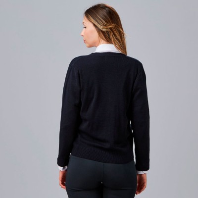 Cardigan de trabajo de punto para mujer canalé Garys 120005 Negra