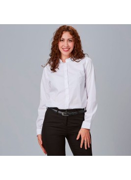 Camisa laboral mujer entallada cuello mao Garys 240002 blanco