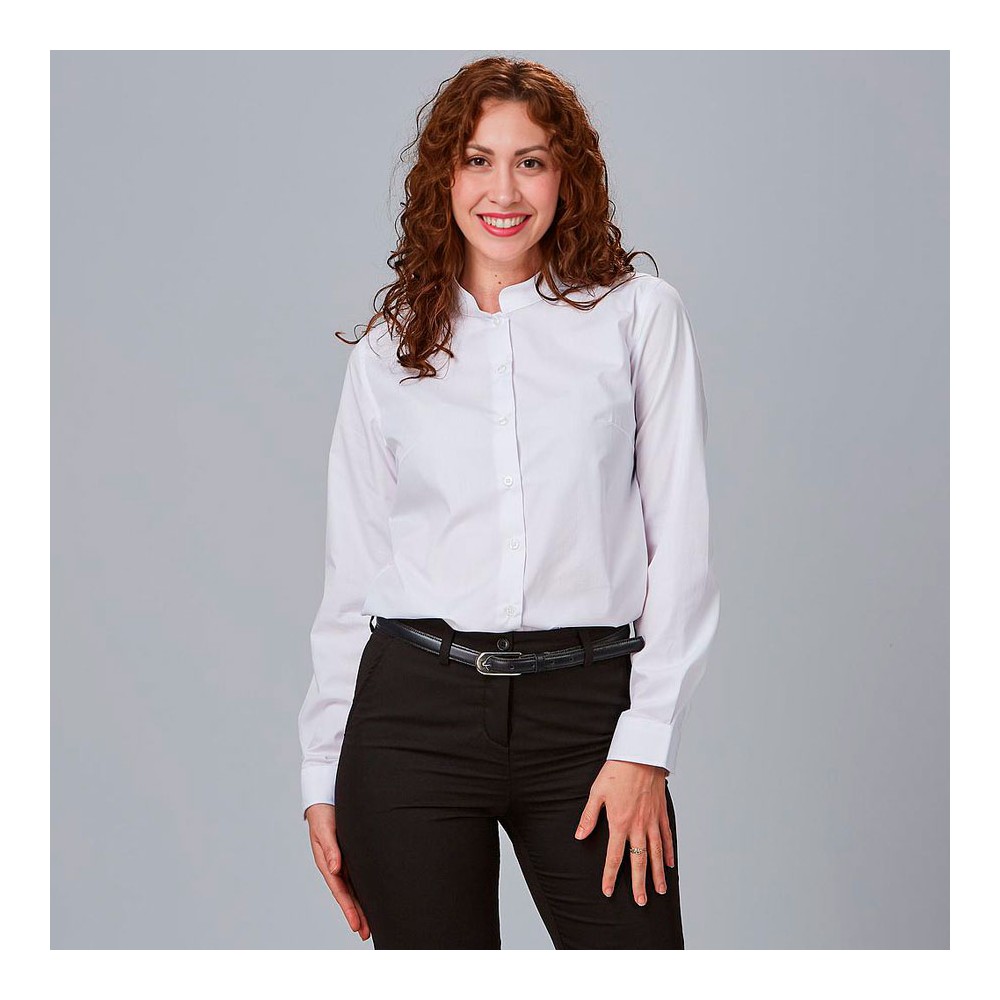 Camisa laboral mujer entallada cuello mao Garys 240002 blanco