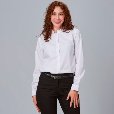 Camisa laboral mujer entallada cuello mao Garys 240002 blanco