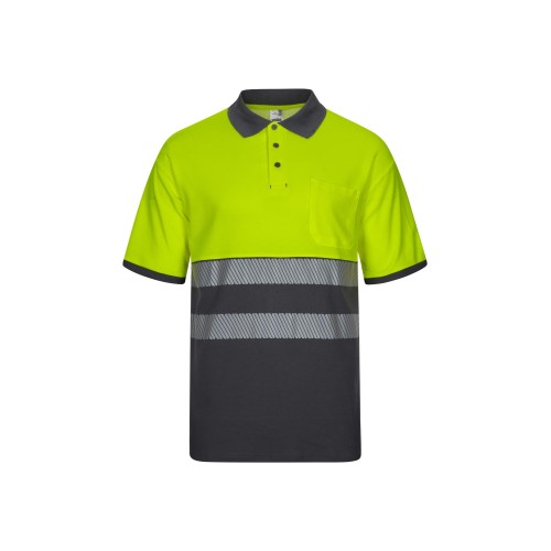 Polo alta visibilidad bicolor Velilla 305523 Azul Gris-Amarillo