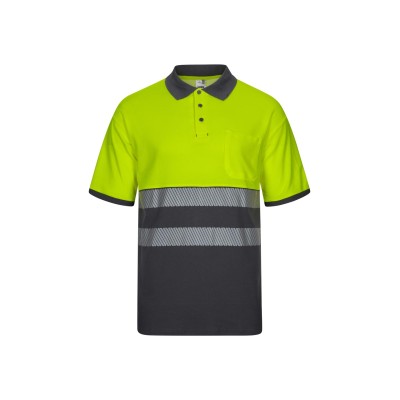 Polo alta visibilidad bicolor Velilla 305523 Azul Gris-Amarillo