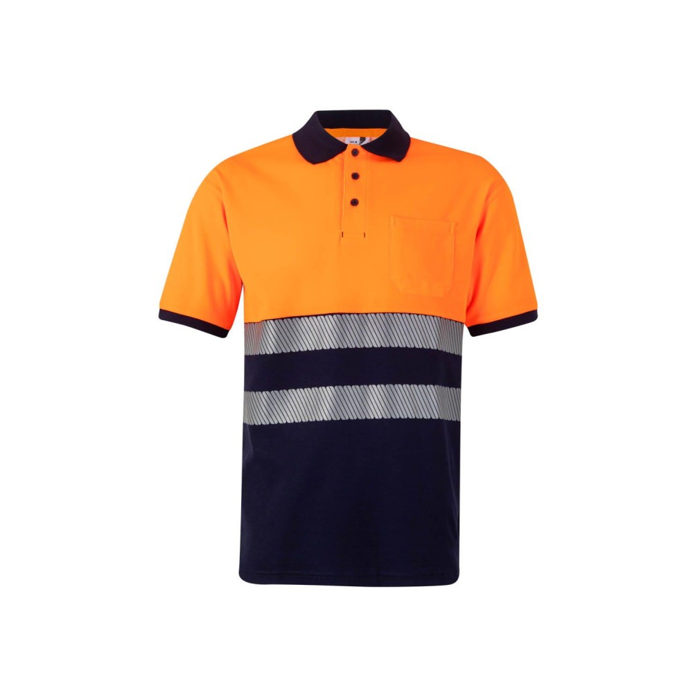 Polo alta visibilidad bicolor Velilla 305523 Azul Navy-Naranja