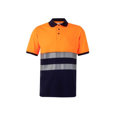 Polo alta visibilidad bicolor Velilla 305523 Azul Navy-Naranja