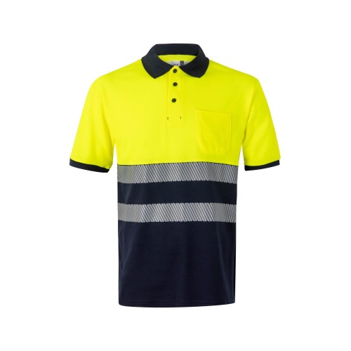 Polo alta visibilidad bicolor Velilla 305523 Azul Navy-Amarillo