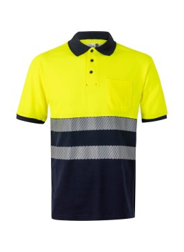 Polo alta visibilidad bicolor Velilla 305523 Azul Navy-Amarillo