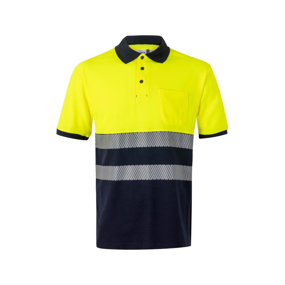 Polo alta visibilidad bicolor Velilla 305523 Azul Navy-Amarillo