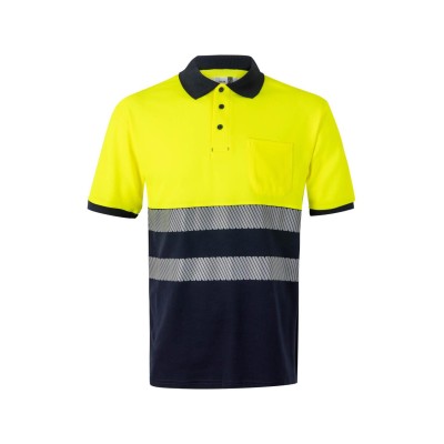 Polo alta visibilidad bicolor Velilla 305523 Azul Navy-Amarillo
