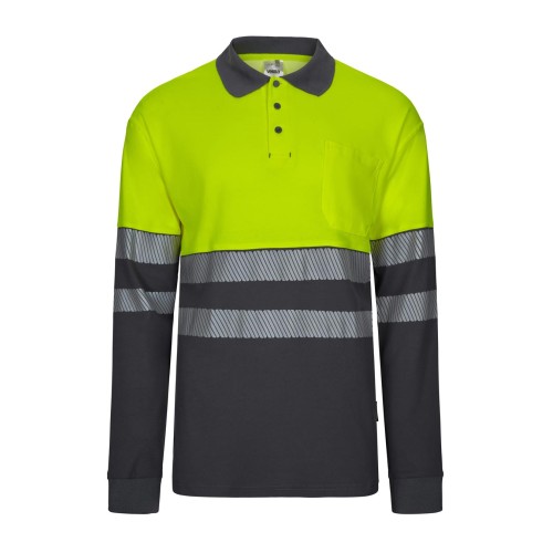 Polo de alta visibilidad bicolor manga larga Velilla 305525 Gris-Amarillo