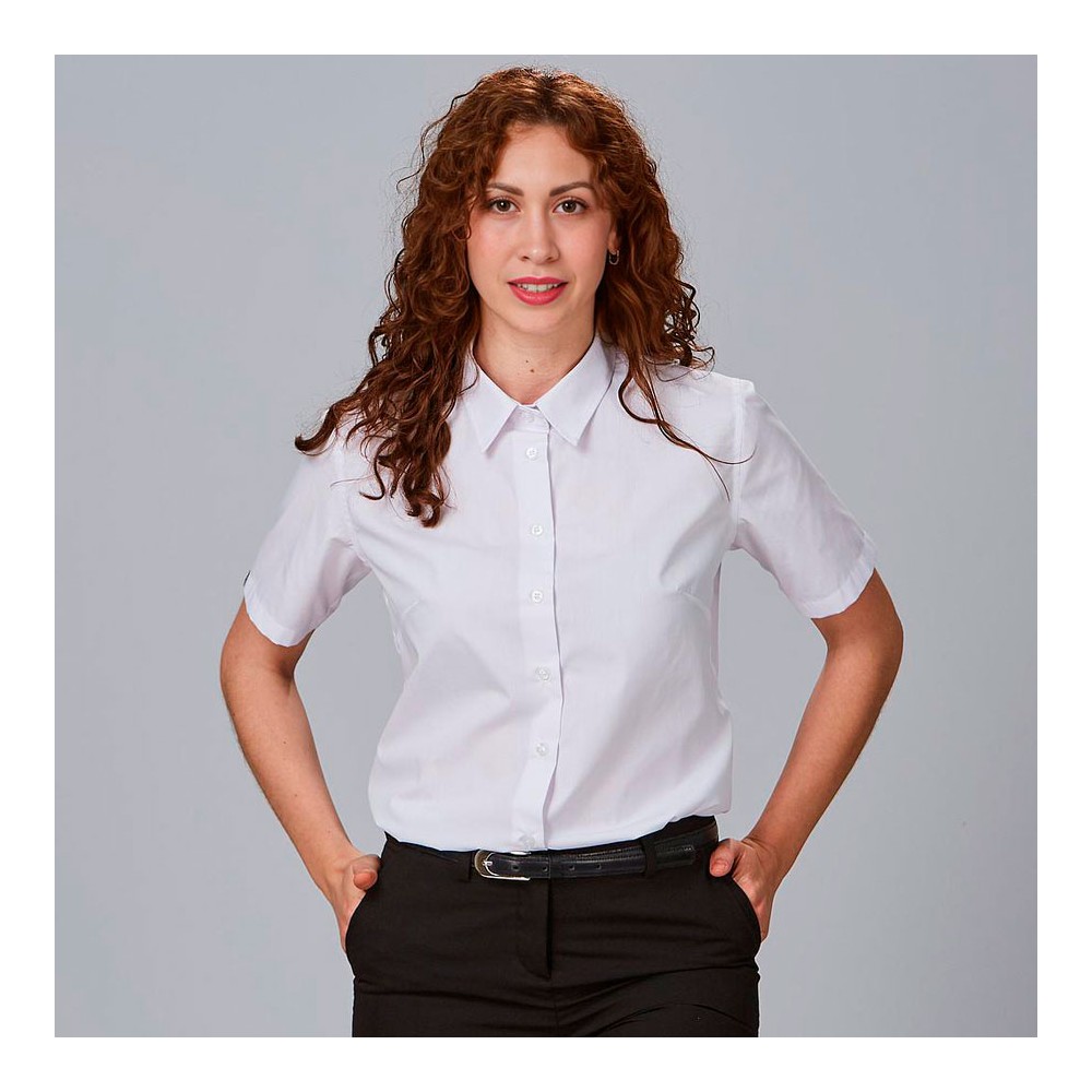 Camisa laboral mujer elástica  manga corta Garys 240003 blanca