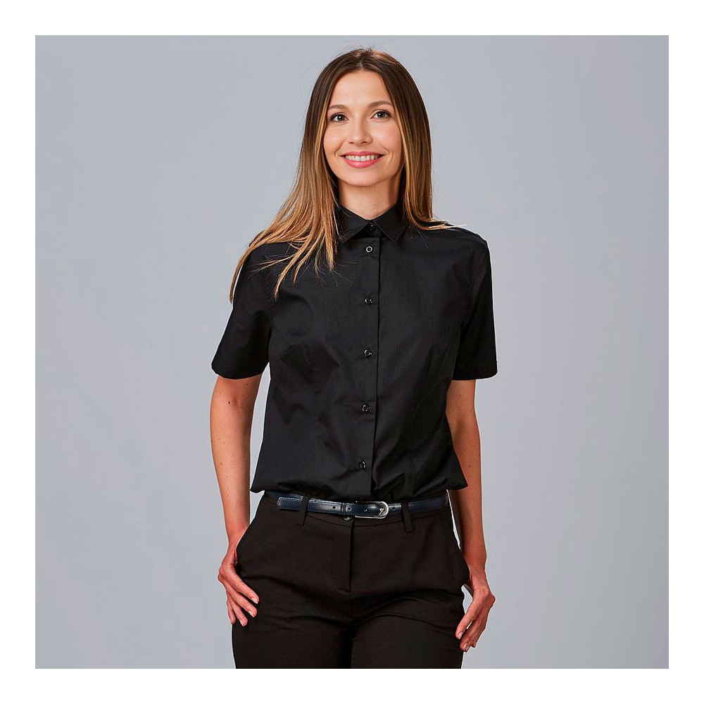 Camisa laboral mujer elástica manga corta Garys 240003 negra