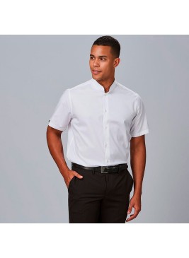 Camisa laboral hombre manga corta elástica cuello mao blanco