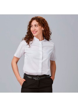 Camisa laboral mujer elástica cuello mao Garys 240004 blanco