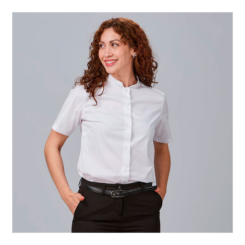 Camisa laboral mujer elástica cuello mao Garys 240004 blanco