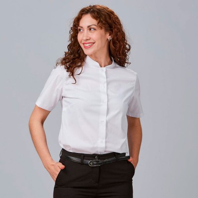 Camisa laboral mujer elástica cuello mao Garys 240004 blanco