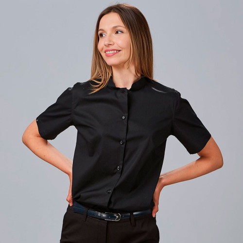 Camisa laboral mujer elástica cuello mao Garys 240004 negro