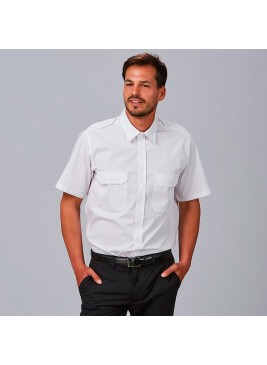 Camisa unisex manga corta con charreteras Garys 260017 blanco