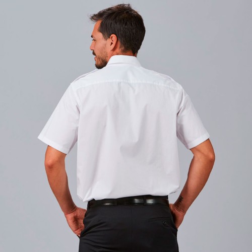Camisa unisex manga corta con charreteras Garys 260017 blanco