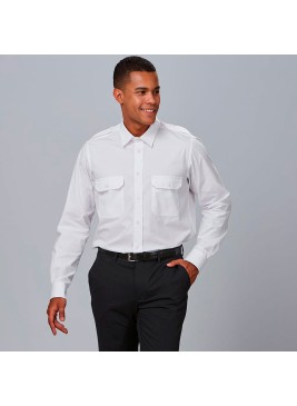 Camisa de trabajo para seguridad de manga larga con Galoneras blanca