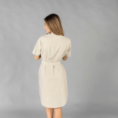 Vestido laboral largo de mujer cuello camisero Garys 550005 Beige