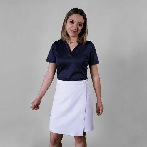 Falda pantalón de camarera de microfibra blanco