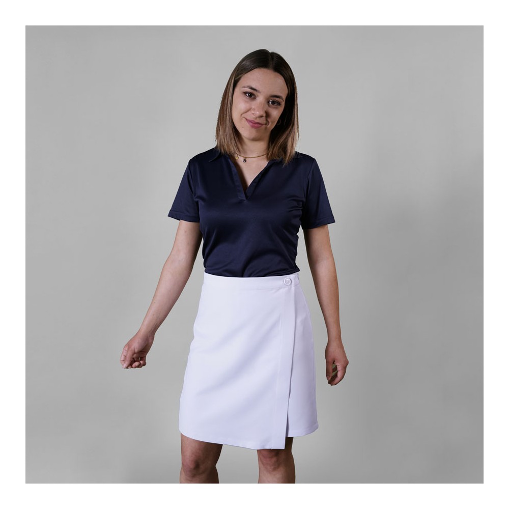 Falda pantalón de camarera de microfibra blanco