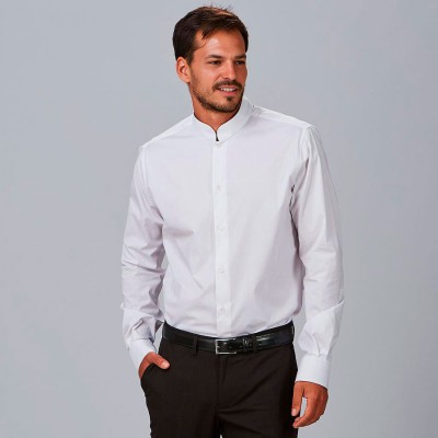Camisa laboral hombre elástica cuello mao Garys 260005 blanco