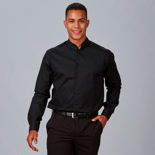 Camisa laboral hombre elástica cuello mao Garys 260005 negro