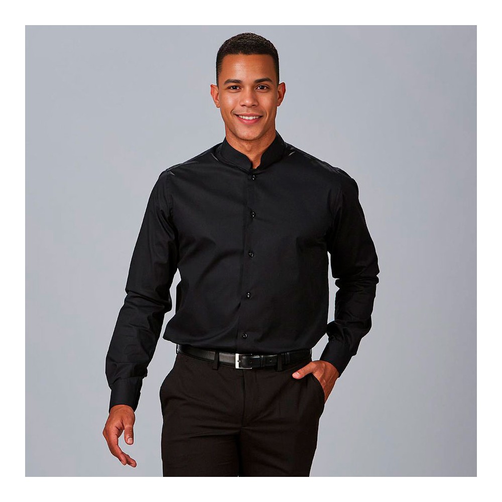 Camisa laboral hombre elástica cuello mao Garys 260005 negro