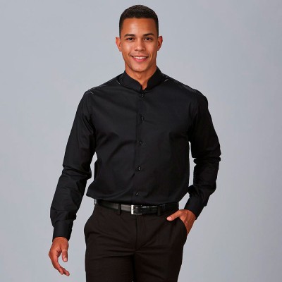 Camisa laboral hombre elástica cuello mao Garys 260005 negro