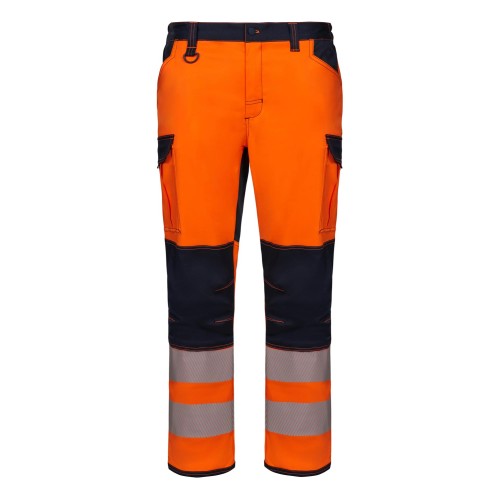 Pantalón alta visibilidad elástico Velilla 303010S Azul Navy-Naranja
