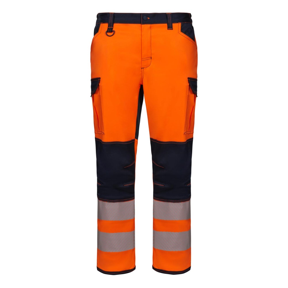 Pantalón alta visibilidad elástico Velilla 303010S Azul Navy-Naranja