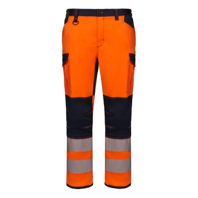 Pantalón alta visibilidad elástico Velilla 303010S Azul Navy-Naranja