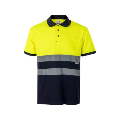 Polo de alta visibilidad bicolor Velilla 305513 Azul Navy-Amarillo