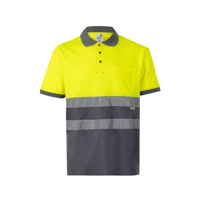 Polo de alta visibilidad bicolor Velilla 305513 Gris-Amarillo