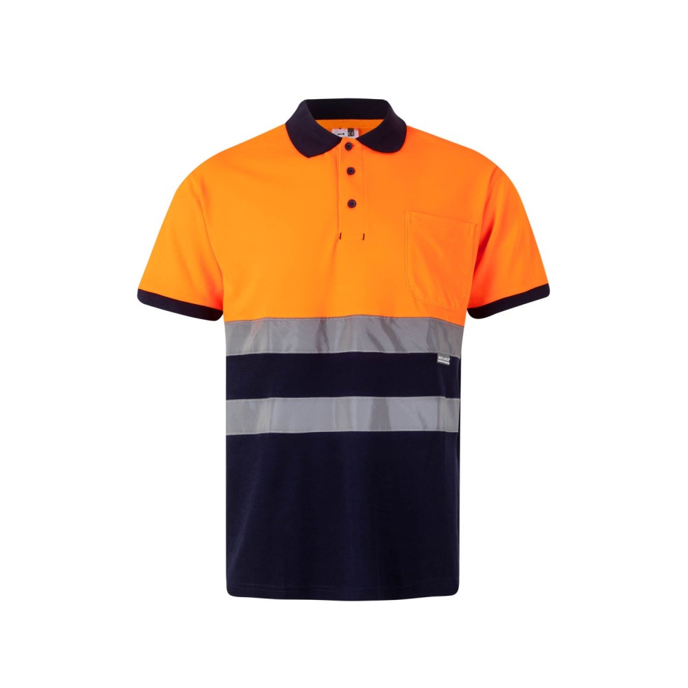 Polo de alta visibilidad bicolor Velilla 305513 AZul Navy-Naranja