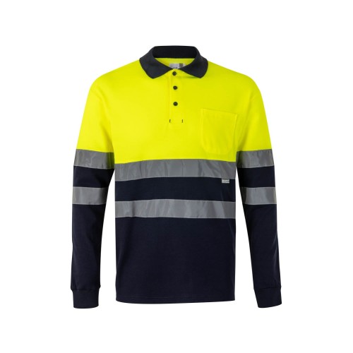 Polo alta visibilidad Velilla 305515 Azul Navy-Amarillo