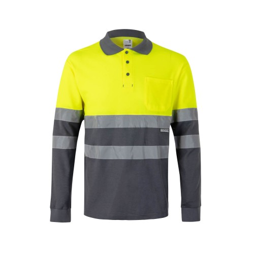 Polo alta visibilidad Velilla 305515 Gris-Amarillo
