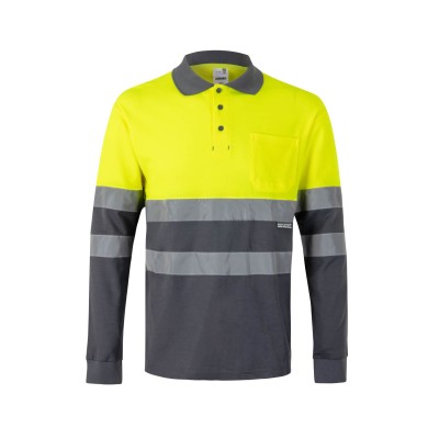 Polo alta visibilidad Velilla 305515 Gris-Amarillo