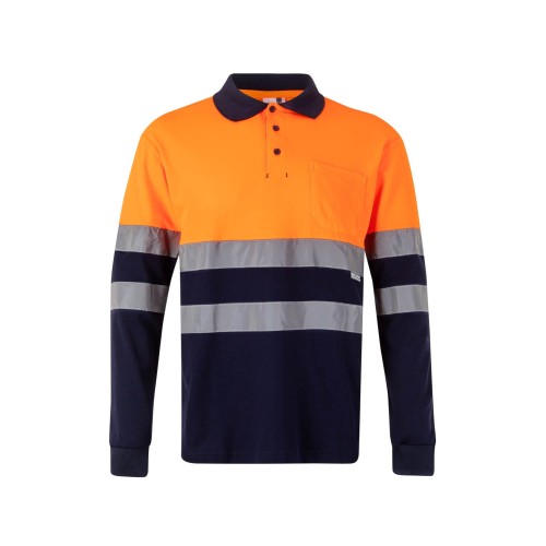 Polo alta visibilidad Velilla 305515 Azul Navy-Naranja