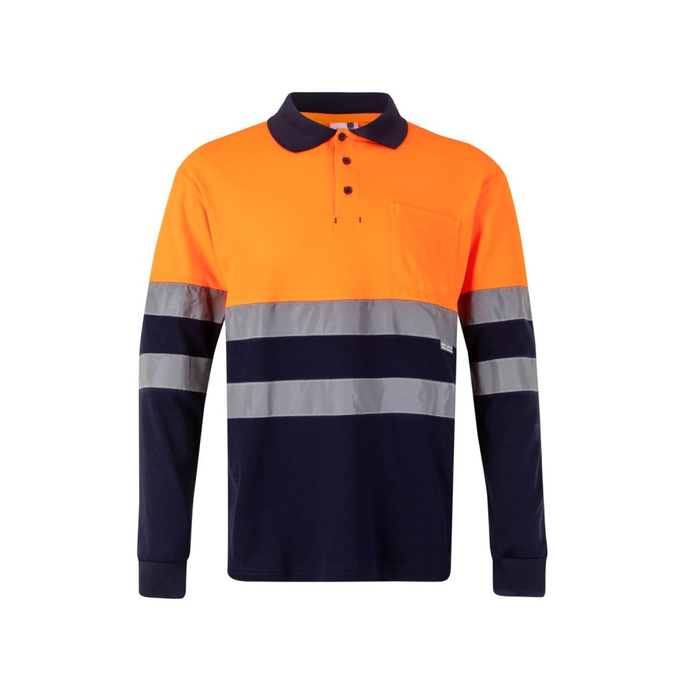 Polo alta visibilidad Velilla 305515 Azul Navy-Naranja