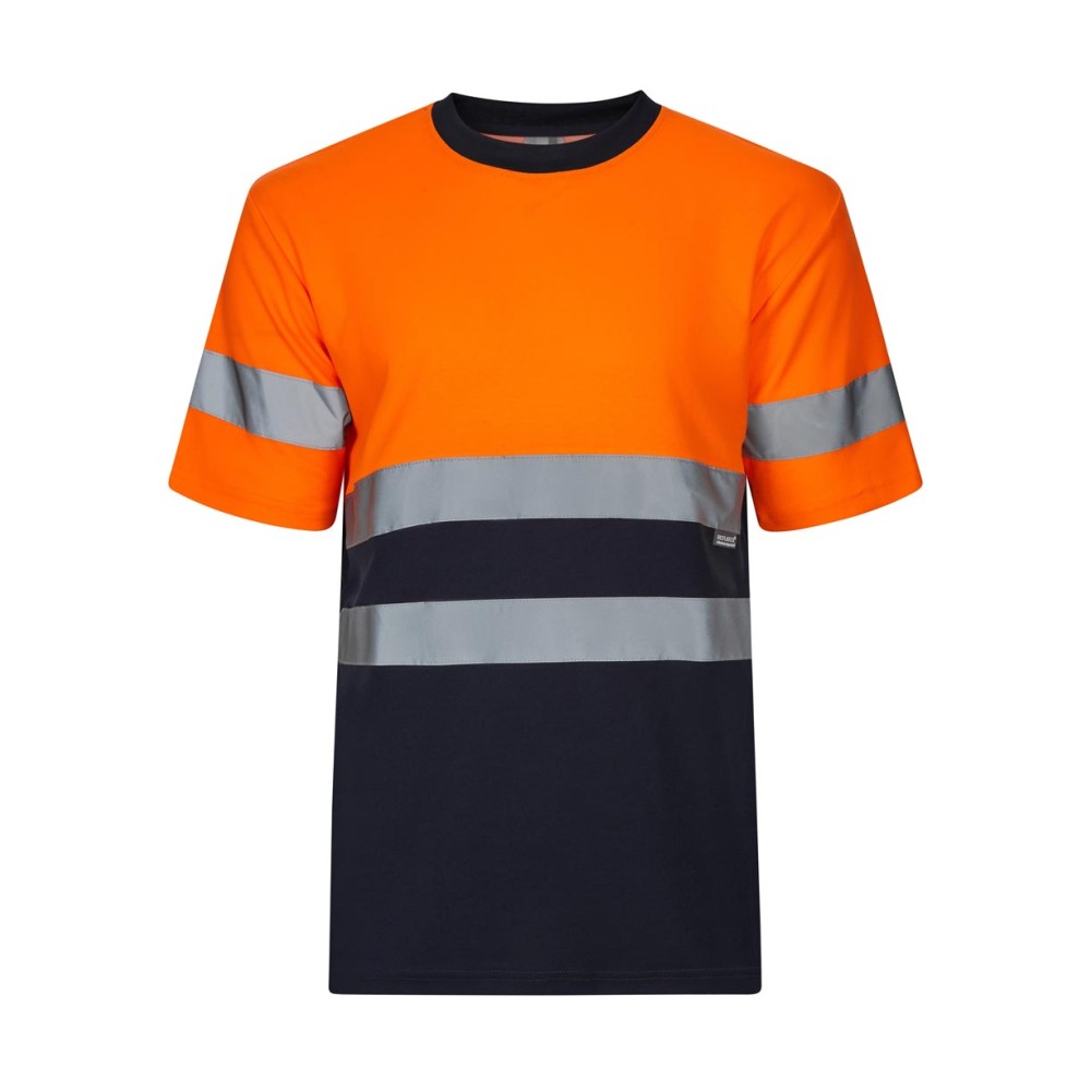 Camiseta alta visibilidad Velilla 305613 Azul Navy-Naranja Flúor