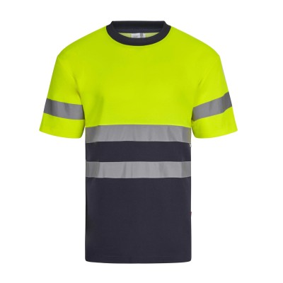 Camiseta alta visibilidad Velilla 305613 Azul Navy-Amarillo Flúor