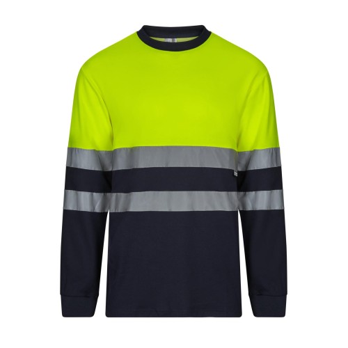 Camiseta alta visibilidad Velilla 305615 Azul Navy-Amarillo Flúor