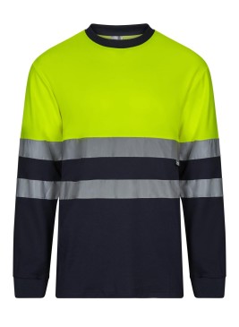 Camiseta alta visibilidad Velilla 305615 Azul Navy-Amarillo Flúor