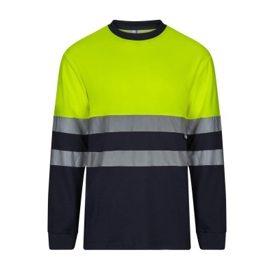Camiseta alta visibilidad Velilla 305615 Azul Navy-Amarillo Flúor