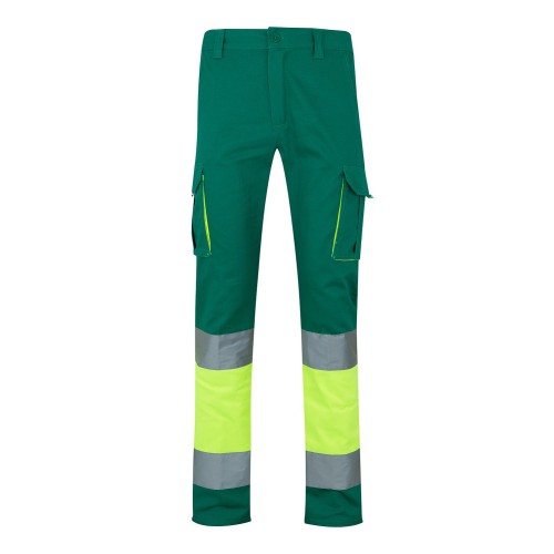 Pantalón alta visibilidad 100% algodón Velilla 303007 Verde-Amarillo Flúor