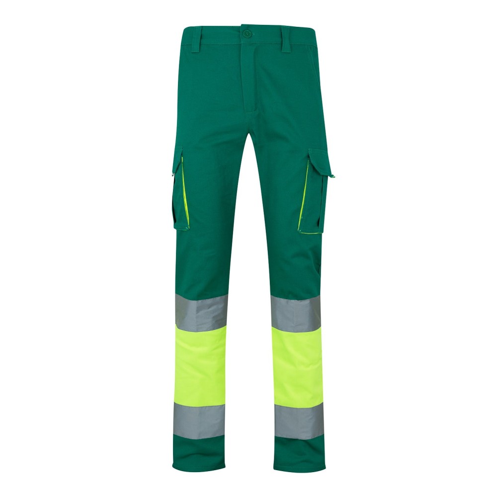 Pantalón alta visibilidad 100% algodón Velilla 303007 Verde-Amarillo Flúor